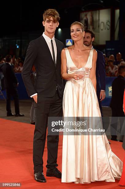 Leonardo Tano and Rosa Caracciolo attend the premiere of 'Rocco' during the 73rd Venice Film Festival at Sala Perla on September 5, 2016 in Venice,...