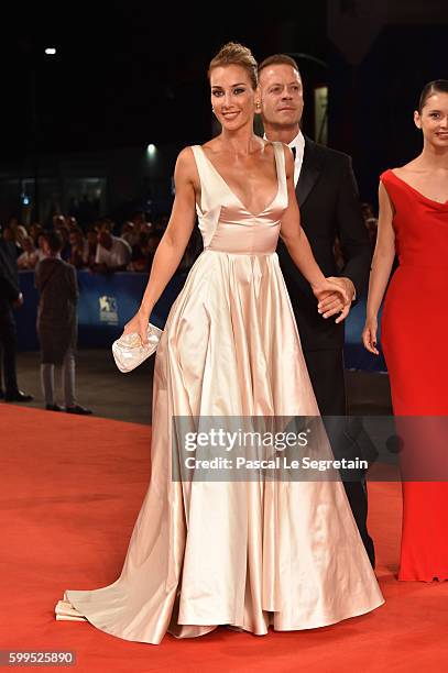 Rosa Caracciolo, Rocco Siffredi and Laura Medcalf attend the premiere of 'Rocco' during the 73rd Venice Film Festival at Sala Perla on September 5,...