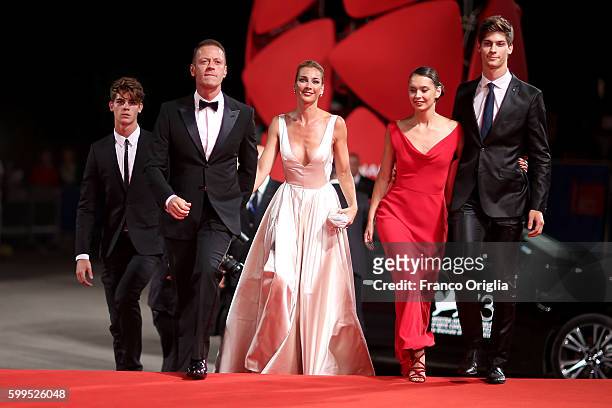 Leonardo Tano, Rocco Siffredi, Rosa Caracciolo, Laura Medcalf, Lorenzo Tano attend the premiere of 'Rocco' during the 73rd Venice Film Festival at...
