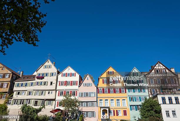 historic buildings in tübingen - townhouse stock-fotos und bilder