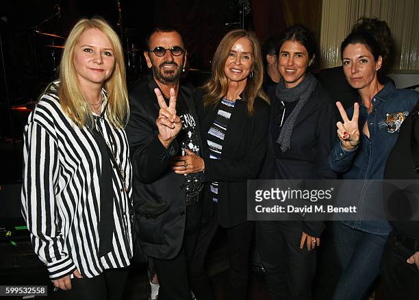 Lee Starkey, Ringo Starr, Barbara Bach, Francesca Gregorini, Mary McCartney and James McCartney attend the launch of "Issues", a new album by SSHH in...
