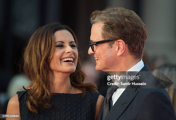 Livia Giuggioli and Colin Firth arrive for the World premiere of "Bridget Jones's Baby" at Odeon Leicester Square on September 5, 2016 in London,...