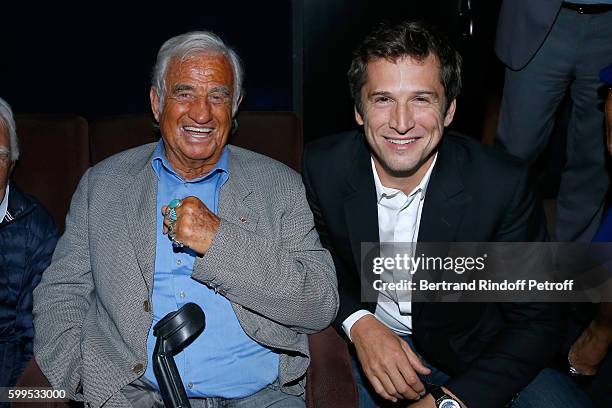 Actor Jean-Paul Belmondo and actor of the movie Guillaume Canet attend the "Cezanne et Moi" Premiere on September 5, 2016 in Paris, France