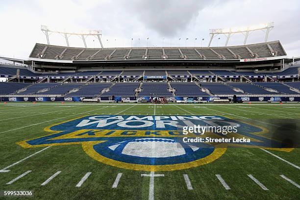 General view of the field prior to the game between the Mississippi Rebels and Florida State Seminoles ahead of the Camping World Kickoff at Camping...