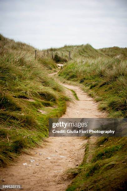 path from the beach - gwithian stock-fotos und bilder