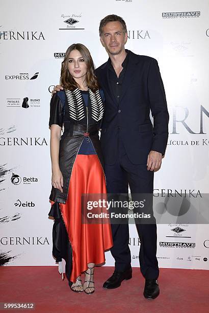 Maria Valverde and James D'Arcy attend the 'Gernika' premiere at Palafox cinema on September 5, 2016 in Madrid, Spain.