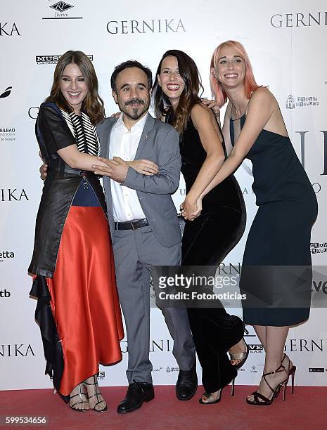 Maria Valverde, Koldo Serra, Barbara Goenaga and Ingrid Garcia-Jonsson attend the 'Gernika' premiere at Palafox cinema on September 5, 2016 in...