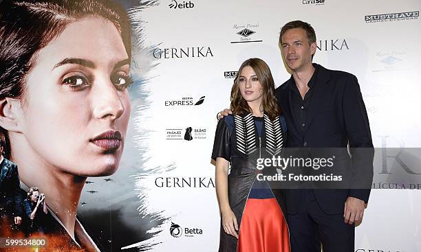 Maria Valverde and James D'Arcy attend the 'Gernika' premiere at Palafox cinema on September 5, 2016 in Madrid, Spain.