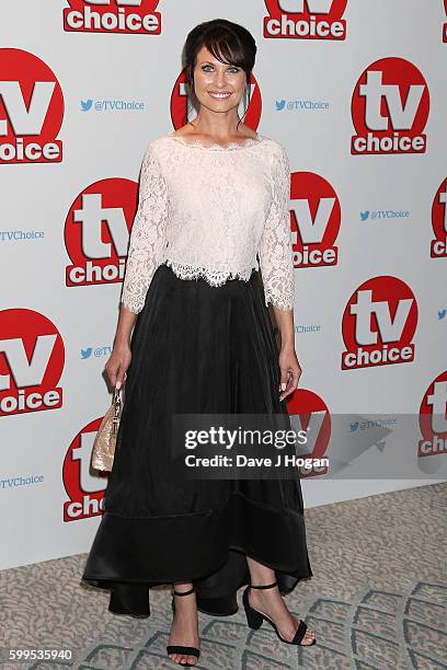 Emma Barton arrives for the TVChoice Awards at The Dorchester on September 5, 2016 in London, England.