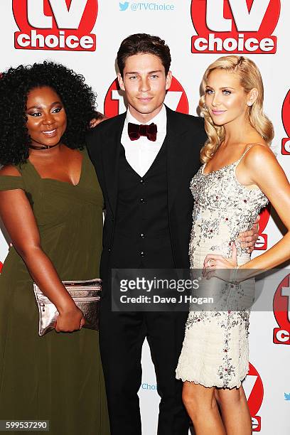 Paisley Billings, Joey Essex and Stephanie Pratt arrive for the TVChoice Awards at The Dorchester on September 5, 2016 in London, England.