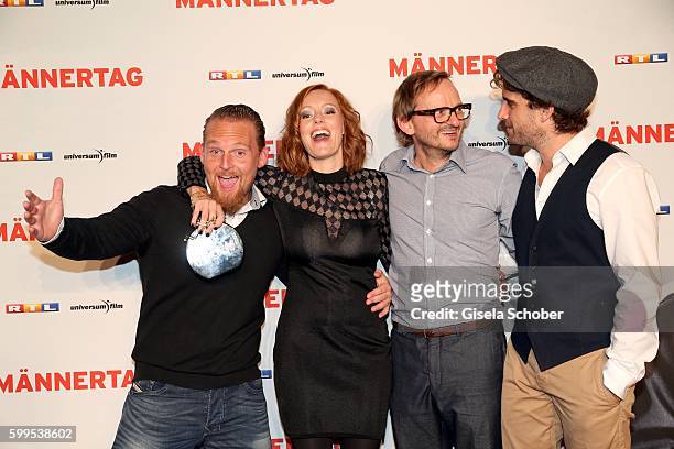 Axel Stein, Lavinia Wilson, Milan Peschel and Oliver Wnuk during the premiere for the film 'Maennertag' at Mathaeser Filmpalast on September 5, 2016...