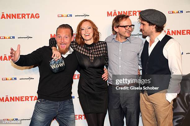 Axel Stein, Lavinia Wilson, Milan Peschel and Oliver Wnuk during the premiere for the film 'Maennertag' at Mathaeser Filmpalast on September 5, 2016...