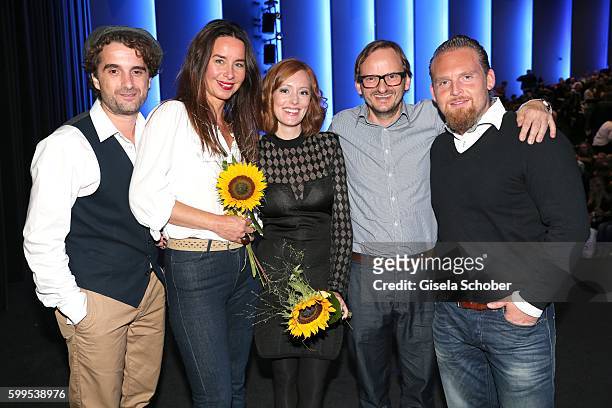 Oliver Wnuk, Katharina Mueller-Elmau, Lavinia Wilson, Milan Peschel and Axel Stein during the premiere for the film 'Maennertag' at Mathaeser...