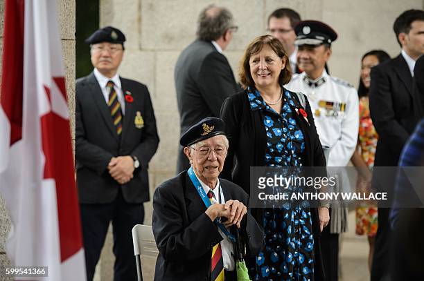 Veteran Peter Choi chairman of the WWII association of Hong Kong, smiles before meeting Canadian Prime Minister Justin Trudeau at the Sai Wan War...