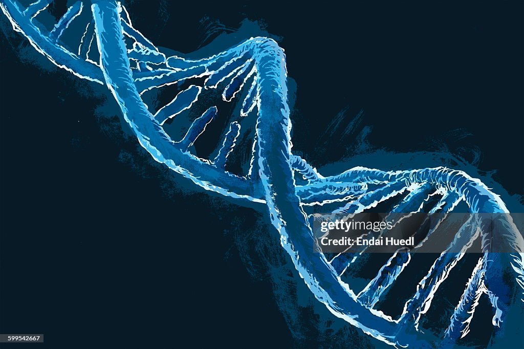 Illustrative image of blue DNA molecule