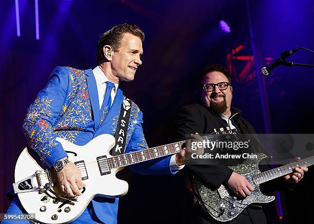 American rock musician Chris Isaak performs onstage during PNE Summer Night Concert Series at PNE Amphitheatre on September 5, 2016 in Vancouver,...