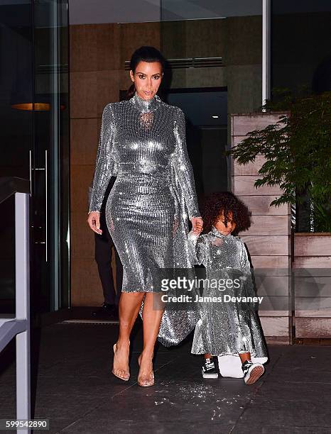 Kim Kardashian and North West seen on the streets of Manhattan on September 5, 2016 in New York City.