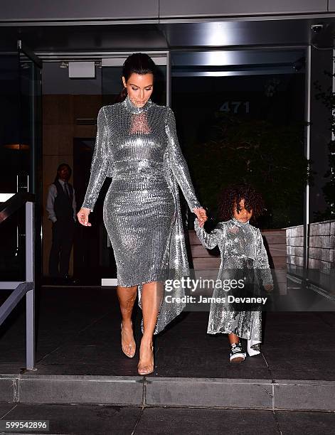 Kim Kardashian and North West seen on the streets of Manhattan on September 5, 2016 in New York City.