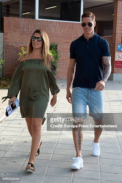 Atletico de Madrid football player Fernando Torres and his wife Olalla Dominguez are seen on September 6, 2016 in Madrid, Spain.