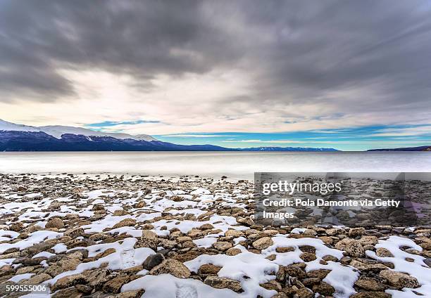 long exposure picture of lake fagnano in tierra del fuego, argentina - darwin waterfront stock pictures, royalty-free photos & images