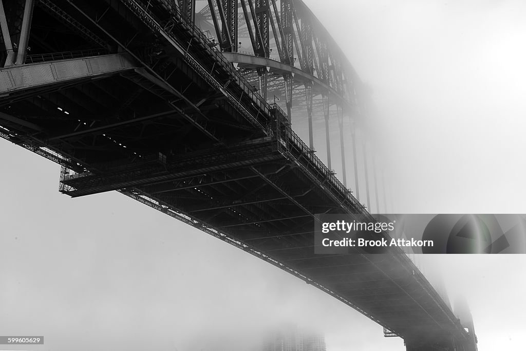 Harbour Bridge with fog cover