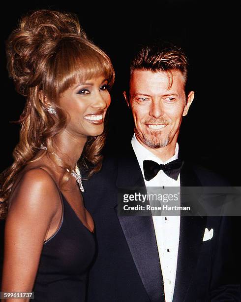 Married couple Somali-born supermodel Iman and British musician and actor David Bowie attend the 13th Annual Council of Fashion Designers of America...