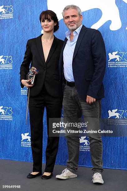 Actress Judith Chemla and director Stephane Brize attend a photocall for 'A Women's Life' during the 73rd Venice Film Festival at on September 6,...