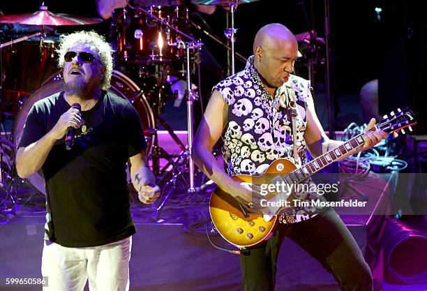 Sammy Hagar and Vic Johnson of Sammy Hagar & the Circle perform at Red Rocks Amphitheatre on September 5, 2016 in Morrison, Colorado.