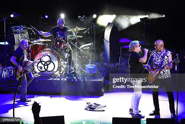 Michael Anthony, Jason Bonham, Sammy Hagar, and Vic Johnson of Sammy Hagar & the Circle perform at Red Rocks Amphitheatre on September 5, 2016 in...