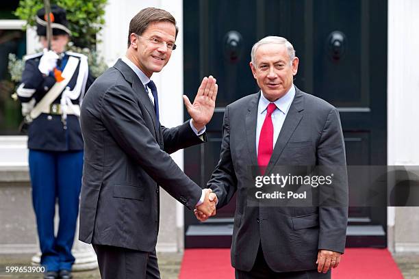 Prime Minister Benjamin Netanyahu meets with Dutch Prime Minister Mark Rutte on September 6, 2016 in The Hague, Netherlands.