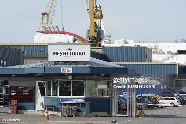 This picture taken on September 6, 2016 shows Meyer Turku shipyard in Pansio, Turku. It was announced today that Carnival Corporation shipping...