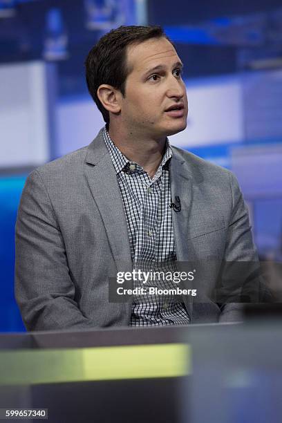 Jason Robins, chief executive officer of DraftKings Inc., speaks during a Bloomberg Television interview in New York, U.S., on Tuesday, Sept. 6,...