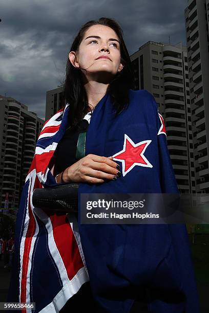 Holly Robinson of New Zealand poses after being named as the flag bearer during the New Zealand Paralympics Rio 2016 team welcome at Paralympic...