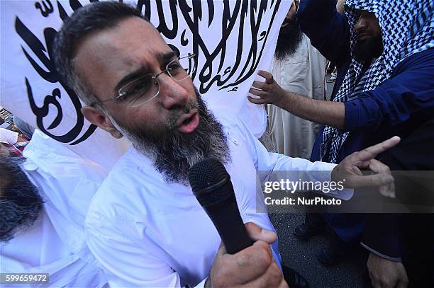 The picture taken on July 2013 shows Anjem Choudry the radical preacher who has been an outspoken supporter of Islamic State in his speeches in the...