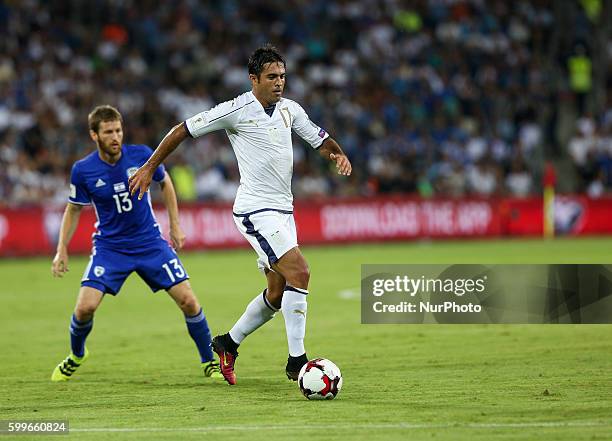 Midfielder forward Eder of Italy in action during the FIFA 2018 World Cup Qualifier between Israel and Italy at Sammy Ofer Stadium on September 5,...