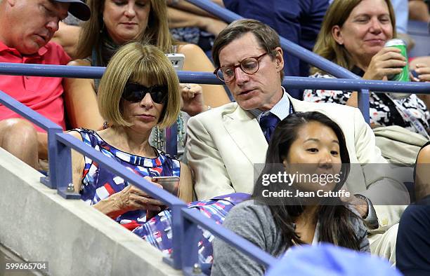 Anna Wintour and Shelby Bryan attend Dimitrov-Murray match from Dimitrov player box on day 8 of the 2016 US Open at USTA Billie Jean King National...