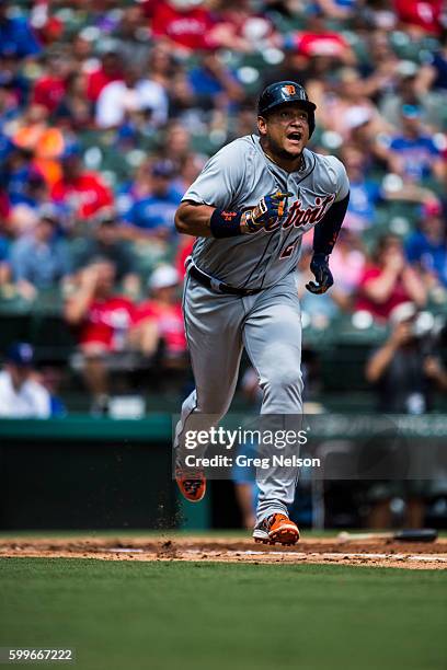 Detroit Tigers Miguel Cabrera in action, running bases vs Texas Rangers at Globe Life Park in Arlington. Arlington, TX 8/14/2016 CREDIT: Greg Nelson