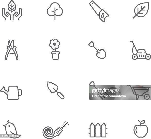 icon-set, gärtnern - gartenarchitekt stock-grafiken, -clipart, -cartoons und -symbole