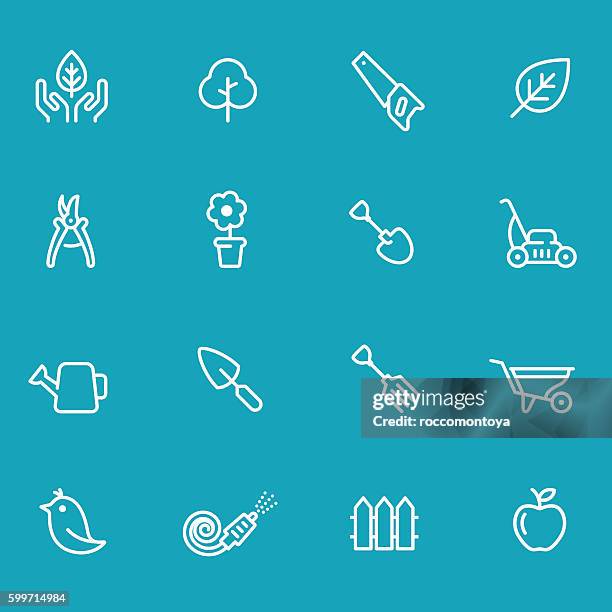 icon set, gardening - tree pruning stock illustrations