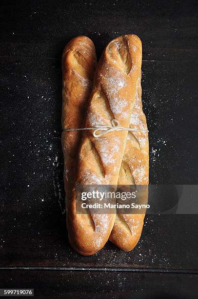 hand made french bread selection - french baguette stock-fotos und bilder