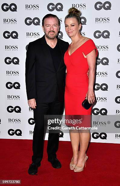 Ricky Gervais and Jane Fallon arrive for GQ Men Of The Year Awards 2016 at Tate Modern on September 6, 2016 in London, England.