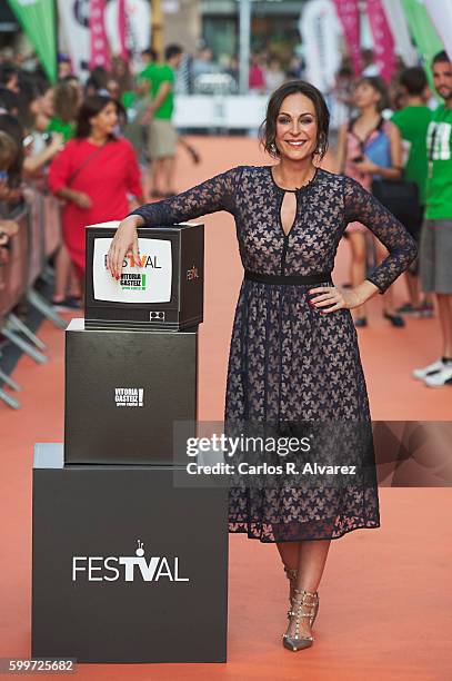 Actress Ana Millan attends "La Gran Aventura de Estar Sentado" premiere at the Principal Theater during FesTVal 2016 - Day 2 Televison Festival on...