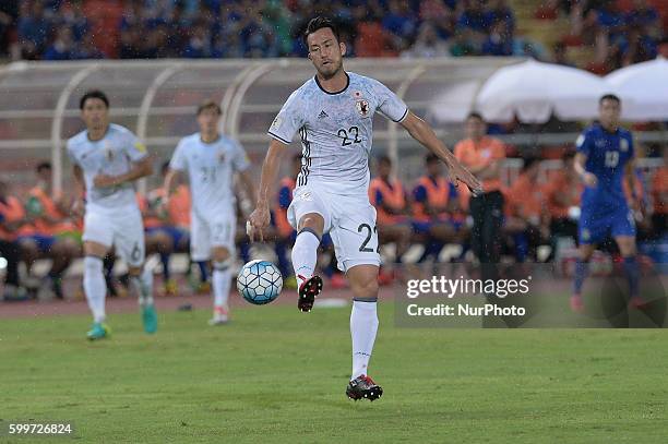 Maya Yoshida of Japan in actions during the 2018 World Cup Qualifiers match between Thailand and Japan at Rajamangala Stadium in Bangkok, Thailand on...