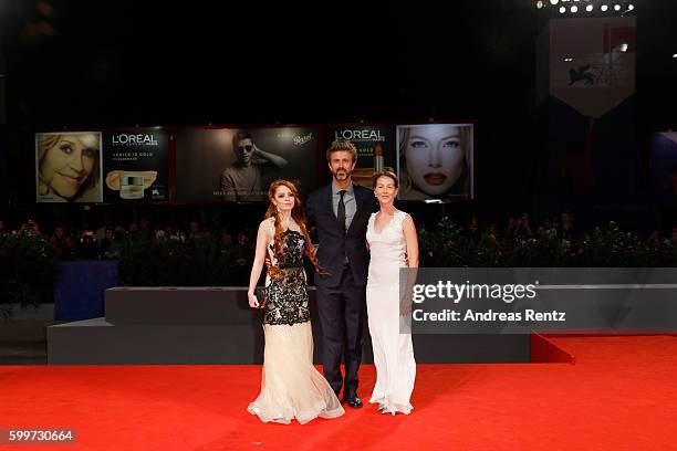 Actress Camilla Diana, director Kim Rossi Stuart and actress Cristiana Capotondi attend the premiere of 'Tommaso' during the 73rd Venice Film...