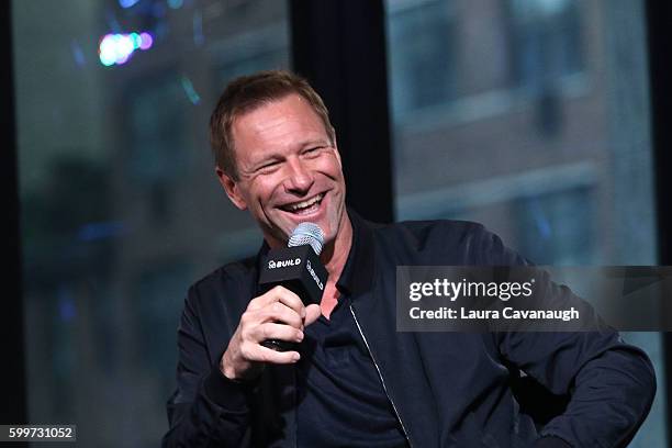 Aaron Eckhart attends The BUILD Series Presents to discuss "Sully" at AOL HQ on September 6, 2016 in New York City.