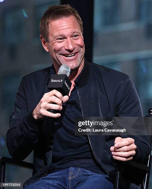 Aaron Eckhart attends The BUILD Series Presents to discuss "Sully" at AOL HQ on September 6, 2016 in New York City.