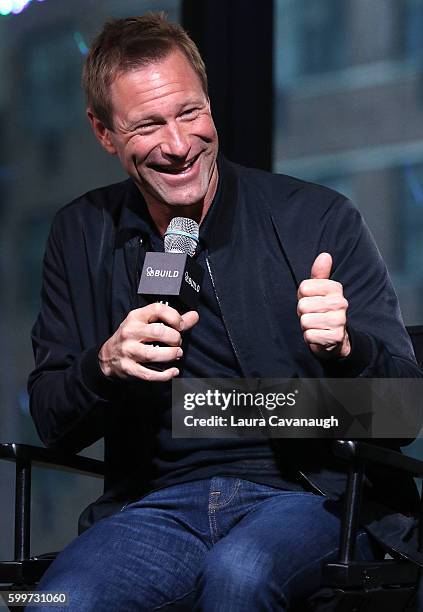 Aaron Eckhart attends The BUILD Series Presents to discuss "Sully" at AOL HQ on September 6, 2016 in New York City.