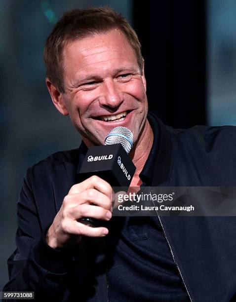 Aaron Eckhart attends The BUILD Series Presents to discuss "Sully" at AOL HQ on September 6, 2016 in New York City.