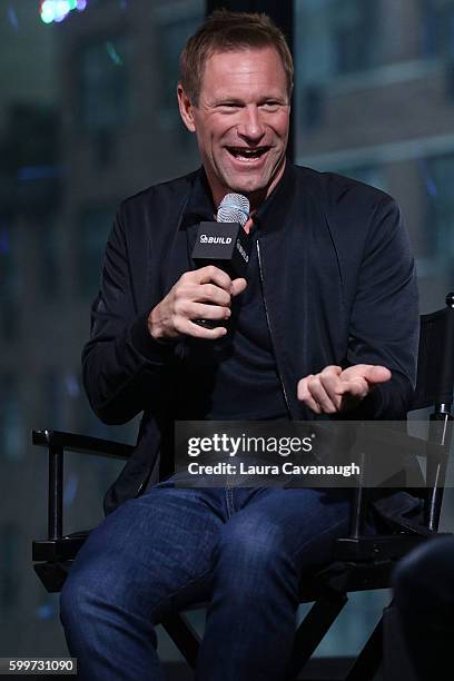 Aaron Eckhart attends The BUILD Series Presents to discuss "Sully" at AOL HQ on September 6, 2016 in New York City.