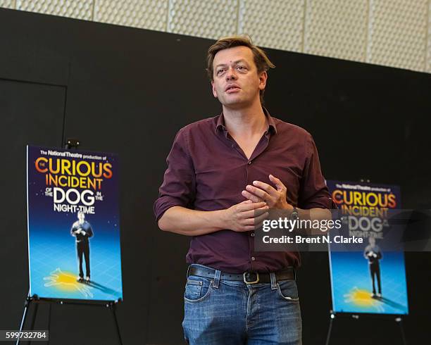 Playwright Simon Stephens attends the "Curious Incident Of The Dog In the Night-Time" North American tour photo call held at the New 42 Street...